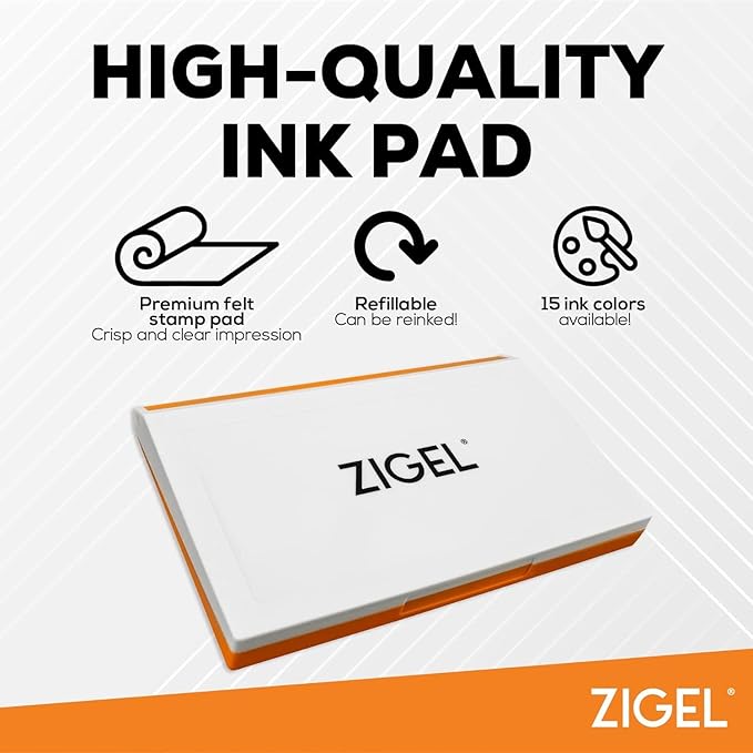 2 Pack Plastic Case Stamp Pad Large Size, Black Color - Size: 4" x 7" - Choose from 15 Ink Colors