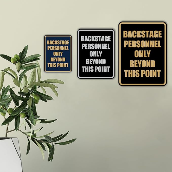 Portrait Round Backstage Personnel Only Beyond This Point Door or Wall Sign Easy Installation | Music | Concert | Festivals Sign (Black) - Small
