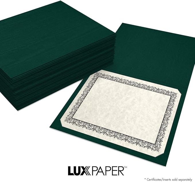 LUXPaper 9.5" x 12" Certificate Holders (Green)