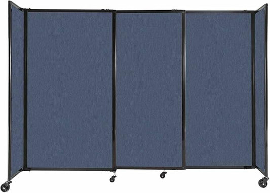 Versare Straightwall Sliding Portable Wall Partition | Freestanding Office Dividers | Locking Wheels | Temporary Room Separator | 7'2'' Wide x 5' Tall Ocean Fabric Panels