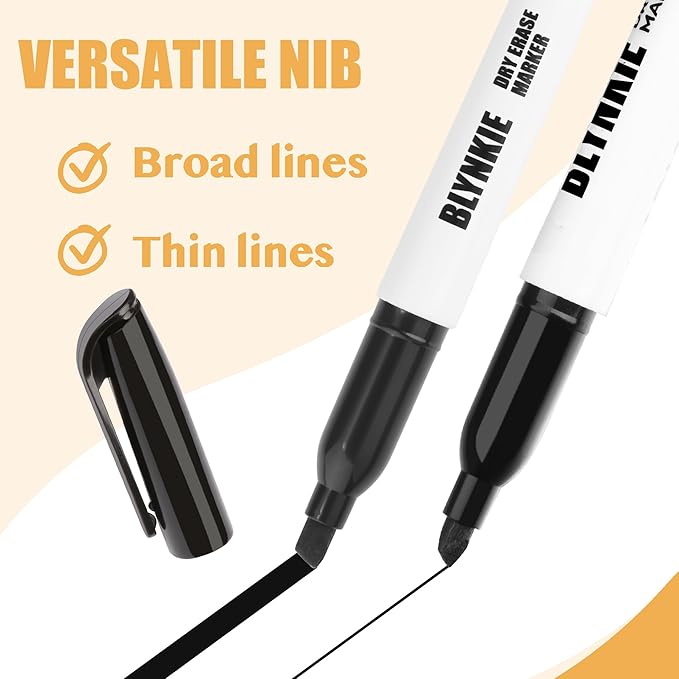 Blynkie Dry Erase Markers — Chisel Tip, Black, 102-Pack