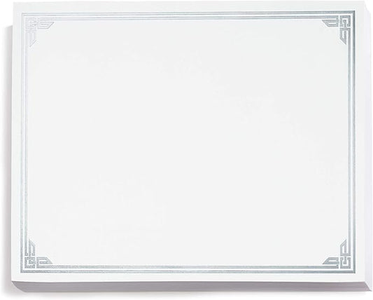 PaperDirect Silver on White Classic Specialty Certificates, 8½ x11, Foil Accents, 50 Count, Certificates And Awards Paper, For School, Work, Diplomas & Award Certificates