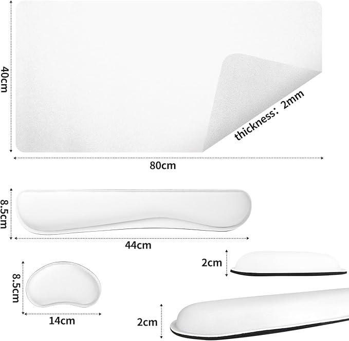 Bloss Leather Desk Pad and Keyboard Wrist Rest (White, 31.5×15.7Inches)