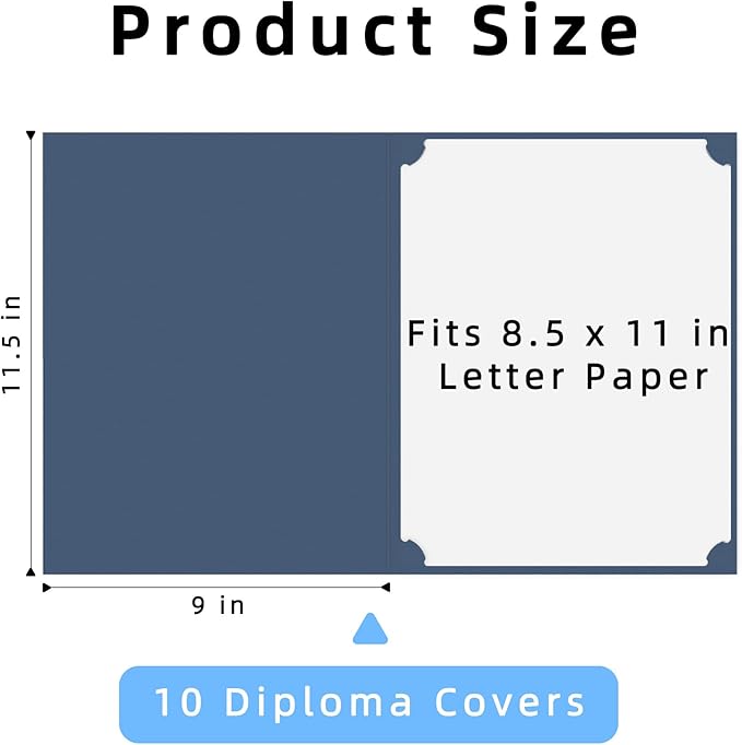 HAUTOCO 10 Pack Certificate Holders, Navy Blue Diploma Holders, Document Award Covers Certificate Folders with Gold Foil Border for 8.5x11 Letter Size