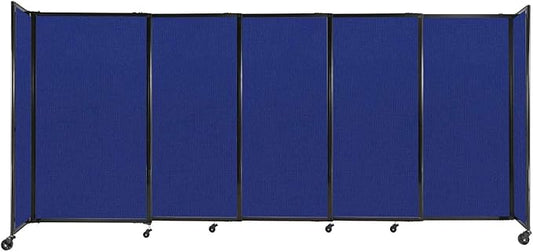 Versare Straightwall Sliding Portable Wall Partition | Freestanding Office Dividers | Locking Wheels | Temporary Room Separator | 11'3'' Wide x 5' Tall Royal Blue Fabric Panels