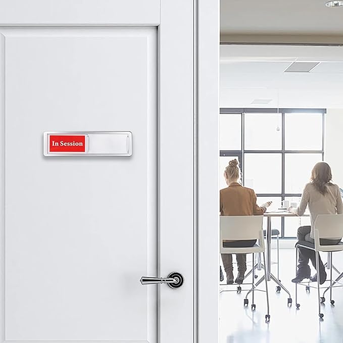 In Session or Available Door Sign, Sliding Privacy Indicator for Home Office Studio Restroom Conference Hotel Hospital, 7 x 2 Inch Room Status Display