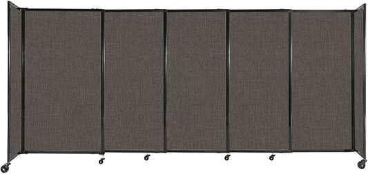 Versare Straightwall Sliding Portable Wall Partition | Freestanding Office Dividers | Locking Wheels | Temporary Room Separator | 11'3" Wide x 5' Tall Mocha Fabric Panels