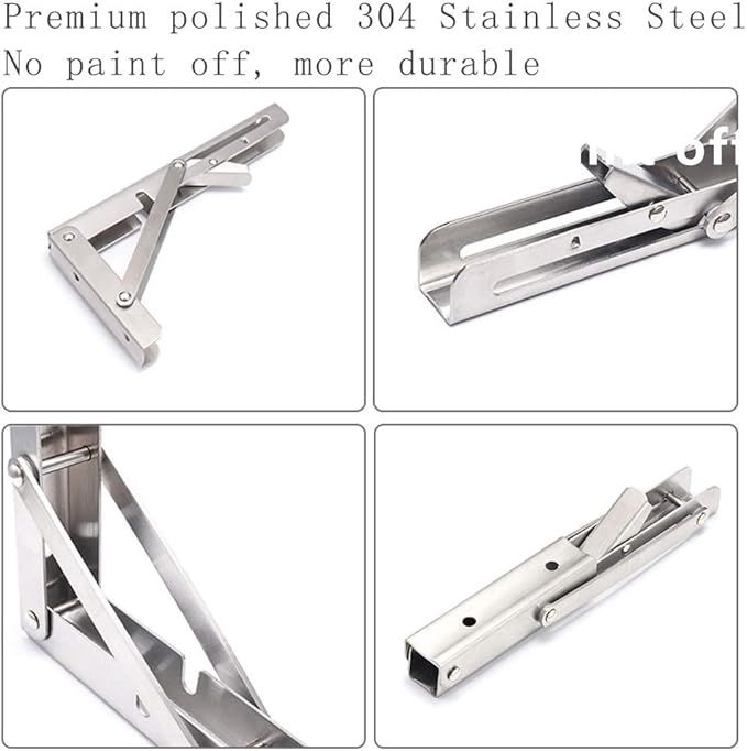 Folding Shelf Brackets, Max Load 300 lb, Heavy Duty Stainless Steel Collapsible Wall Mounted Shelf Brackets for Table, Space Saving DIY Bracket, Pack of 2 (2, 24 Inch)