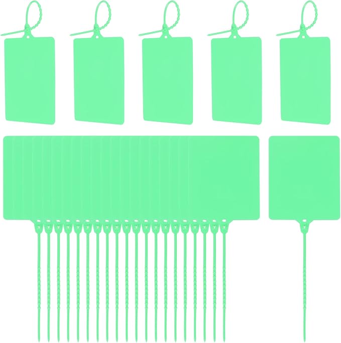 MECCANIXITY Plastic Seals Shipping Tags, for Basket Labels Cable Labels Tags Product Identification Tags, Logistics Marking, Outdoor Tagging, 3.1x3.9 Inch Green 100Packs