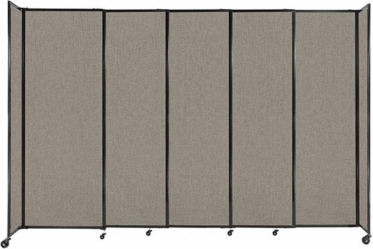 Versare Straightwall Sliding Portable Wall Partition | Freestanding Office Dividers | Locking Wheels | Temporary Room Separator | 11'3" Wide x 7'6" Tall Warm Pebble Fabric Panels