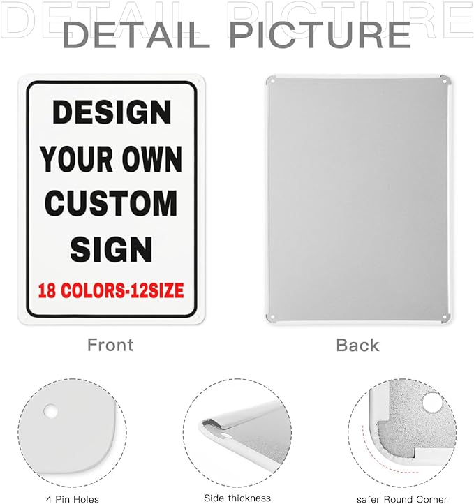 Custom Outdoor Metal Personalized Sign With Your Photo, Text, Logo - Decorative Wall Sign for Business, Workplace, Office, Home