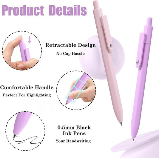 Piochoo Gel Pens, Quick Dry Black Gel Ink Pens Fine TIp, No Smudge, Smooth Writing Cute Aesthetic Pen for Women Nurses School Office Supplies