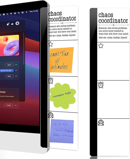Computer Monitor Memo Board Chaos Coordinator Logo Decor Monitor Message Board Sticky Notes Office Desk Accessories for Send Family Members Office Friends and Colleagues Gifts
