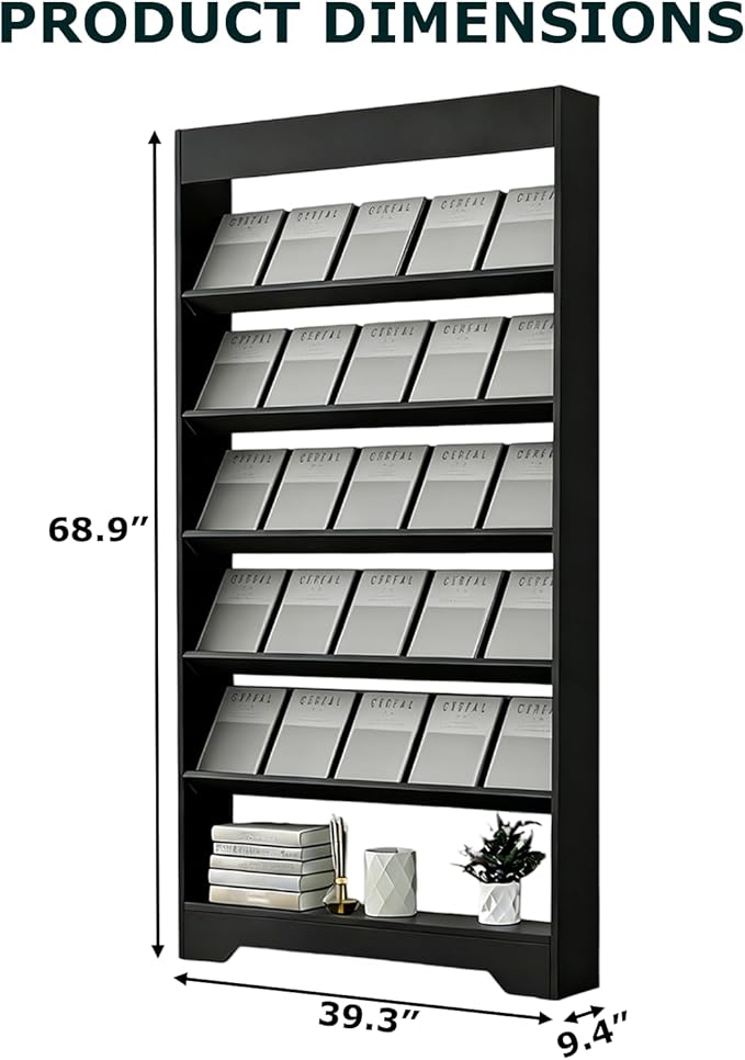 LHIUGE 6-Layer Brochure Display Rack,Freestanding Wooden Magazine Rack,Standing Literature Display Rack Brochure Holder for Home, Office, Retail Display