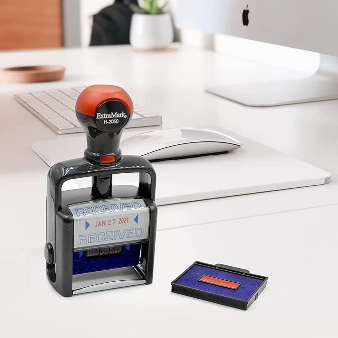 Heavy Duty Style Office Date Stamp with Received - Self Inking Dater - Style C - Red Ink Color