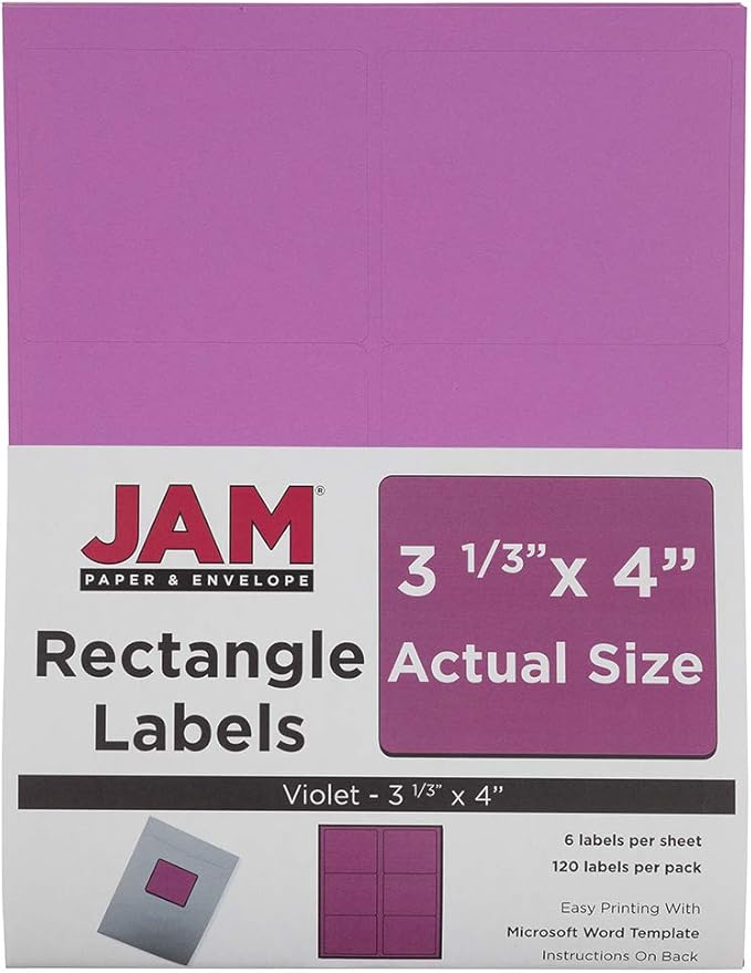 JAM PAPER Shipping Address Labels (Purple, 3x4)