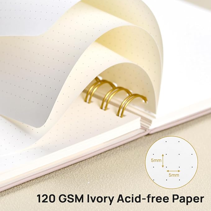 POPRUN Spiral Dotted Journal Notebook, [A5-5.75'' x 8.25''] - 120 GSM Thick Paper, 141 Numbered Pages, Hardcover for Men & Women with Pocket, Index Tabs, 8 Perforated Sheets, Violet