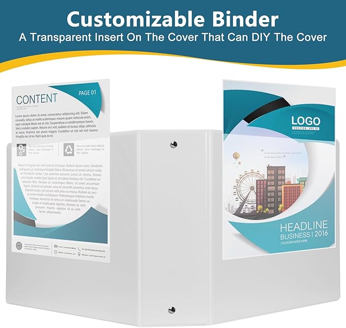 CIXILDTS 3-Inch 3 Ring Binder, Standard 3" Round Ring Binder Fit Letter Size Paper, Presentation View Binders, White, 10-Pack