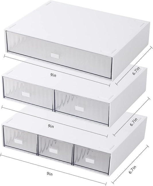 Ykpoqir Desk Organizer Stackable Storage with 6 Drawers Stackable Drawers for Desk Storage, Makeup Storage Accessories, Desktop Accessories with Drawers, White