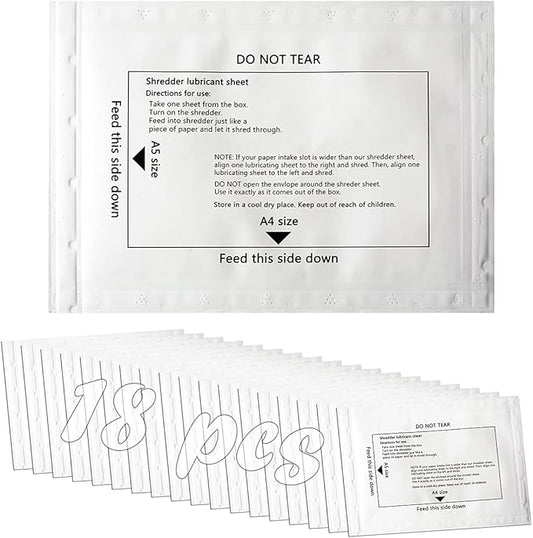 Ansoon Paper Shredder Lubricant Lubricating Sheets, Paper Shredder Oil Sharpening & Cleaning Sheet for Cross-Cut and Micro-Cut Paper Shredders (18-Pack)