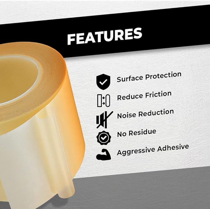 WOD SPT7A UHMW Polyethylene Transparent Film Slick Tape, 3 inch x 10 ft. Aggressive Adhesive - Ideal For Squeak Reduction, Drawers, and Bearings