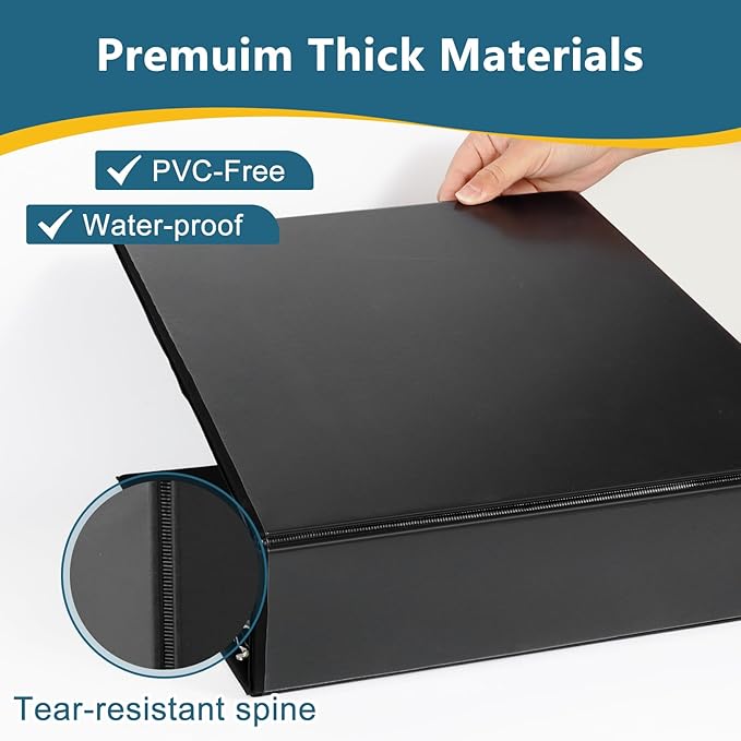 CIXILDTS 3" 3 Ring Binder, Standard 3-Inch Round Ring Binder Fit Letter Size Paper, Presentation View Binders, 6 Packs, Black