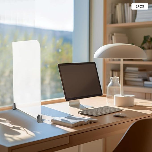 2 Pack Clamp-on Desk Privacy Panels, Frosted Acrylic Desk Dividers for Office School Call Center Reception Area, Noise and Visual Distractions Reducing Table Divider- 23" x 22"