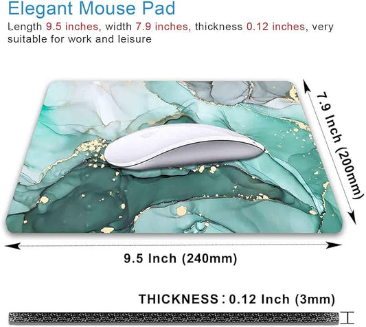 IMAYONDIA Turquoise Marble Mousepad, Computer Mouse Pad Teal, Luxury Swirl Mice pad for Computer, Non-Slip Rubber Modern Ink Art Green Mouse Pads for Laptop Desk Women Office Desktop, 9.5 X 7.9 Inch