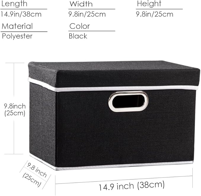 PRANDOM Foldable Storage Box with Lid [1-Pack] Fabric Collapsible Storage... (..