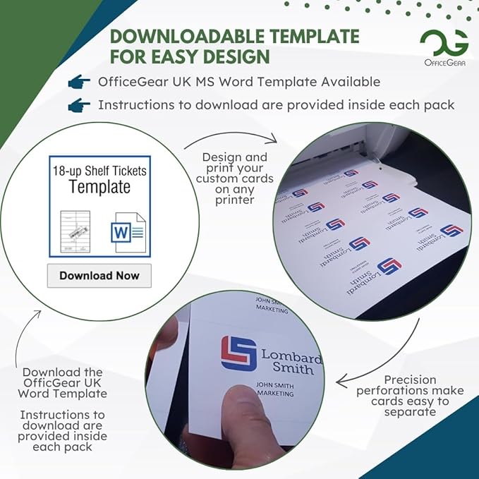 OfficeGear Barcode Price Labels — 18-up, 25 Sheets, 450 Pack, 30×105 mm, A4