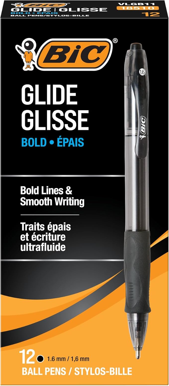 BIC Glide Bold Black Ballpoint Pens 12-Count