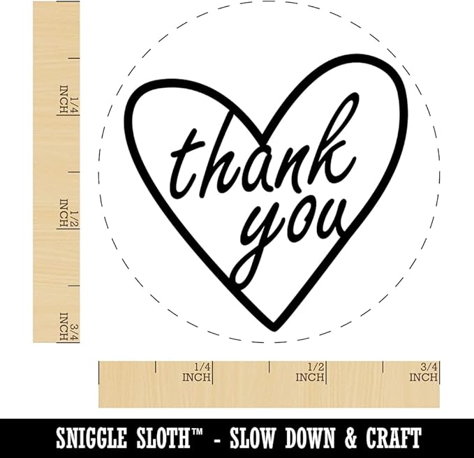 Thank You in Heart Self-Inking Rubber Stamp Ink Stamper for Stamping Crafting Planners - 3/4 Inch Small - Blue Ink