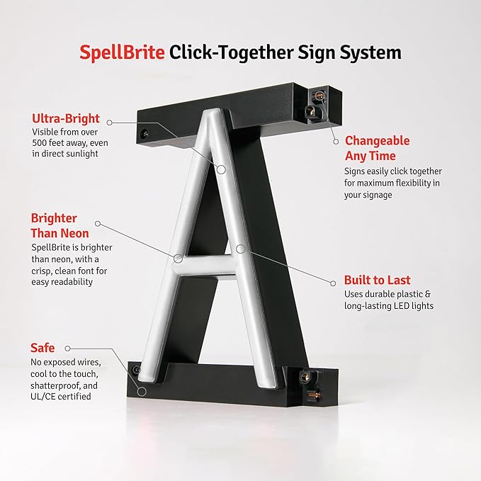 SpellBrite SERVICE Sign | Directional Sign with Neon Look, White LED Light Source | 24.9" x 6.3"