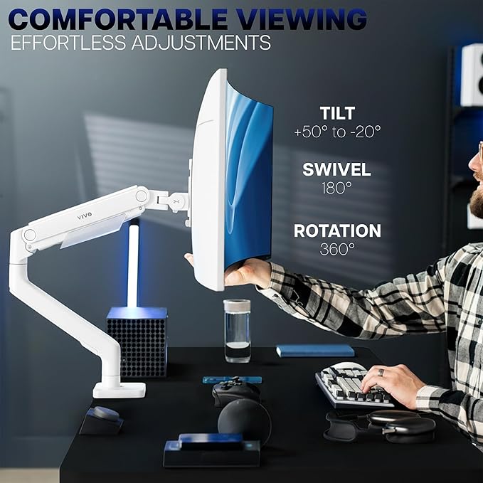 VIVO Heavy-Duty Aluminum Tension Arm for Ultrawide Monitors up to 49"