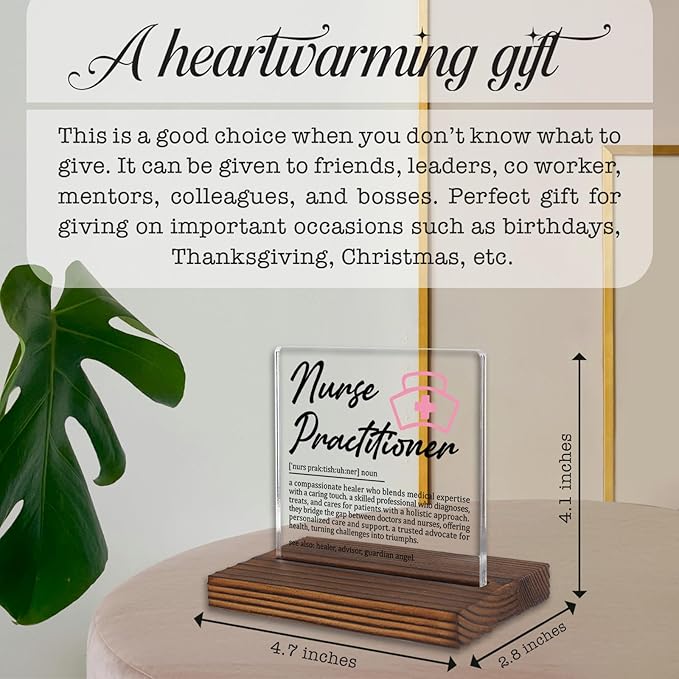 Nurse Practitioner Gifts, Thank You Appreciation Desk Sign for NP Week Graduation Birthday Office Decor, Personalized Medical Recognition Plaque for Advanced Practice Nurses PA027