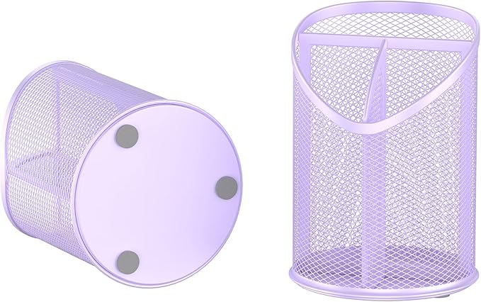 Delifox Mesh Round Pen & Pencil Holder — 2 Pack, Purple