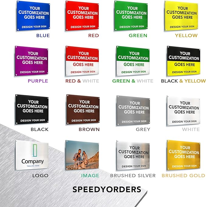 SPEEDYORDERS Custom Outdoor Metal Signs, Personalized Aluminum Signs, Customized Safety Signs, Metal Business Signs, Waterproof Outdoor Business Signs, White Aluminum (Red & White, 7x7 In)