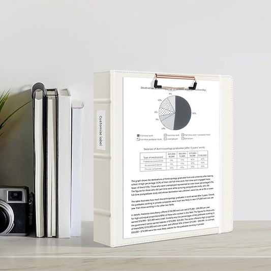 Ospelelf 3 Ring Binders with Clipboard 2 Inch, Leather Clipboard Binder Organizer with Dividers and Tabs, Business Binder for Teacher, Work, Beige