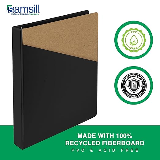 Samsill 2 Inch 3 Ring Binders, Made in USA, Economy Round Ring, Clear View Cover, 425 Sheet Capacity - for School, Home, Office - Black, 12 Pack