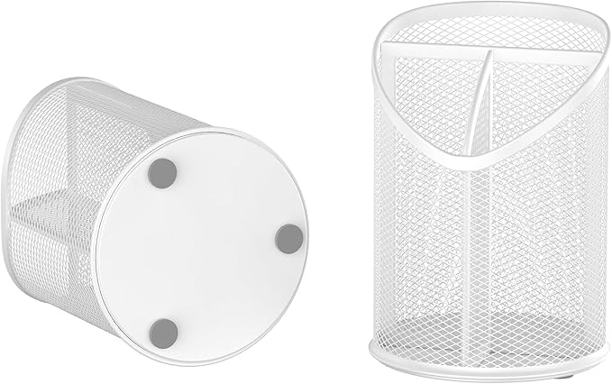 Delifox Mesh Round Pen & Pencil Holder — 2 Pack, White