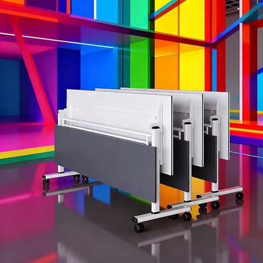 Conference Table,Folding Office Conference Room Tables On Wheels,Flip Top Mobile Folding Conference Table with White Tabletop Conference (2Pack160*60 * 75cm)