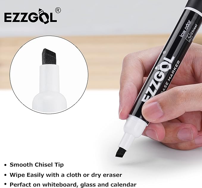 Ezzgol Dry Erase Markers Bulk — Black, Low-Odor, 72 Pack