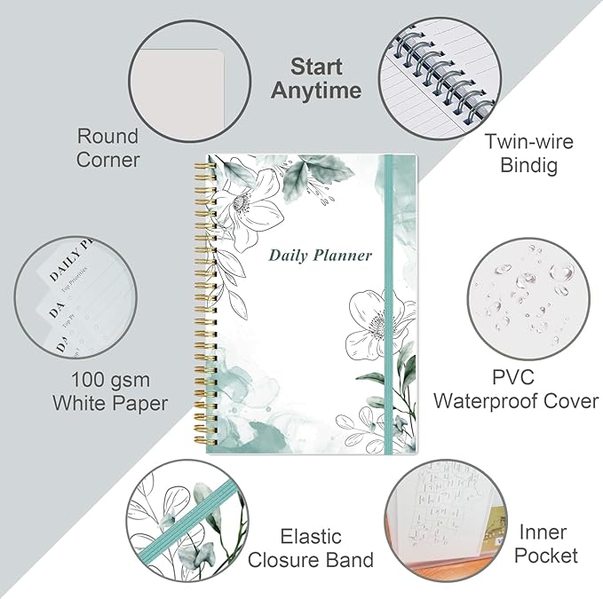 Daily Planner Undated (Teal, A5)