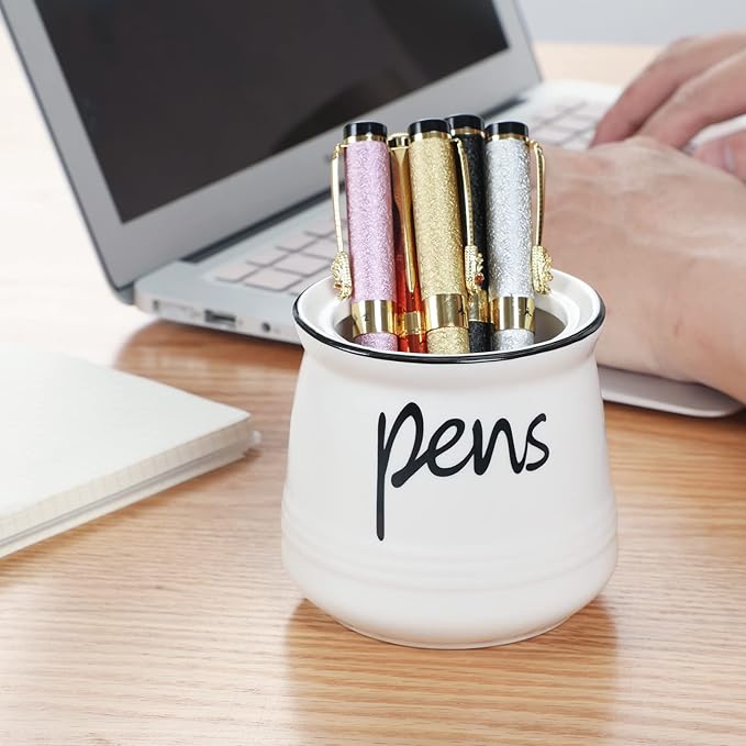 ONTUBE Porcelain Pen & Pencil Holder Stand — White