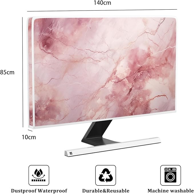 Baocicco Fashion Pink Marble Waterproof Television Cover 58, 59, 60 Inch Full Body Covers for Television Screen Panel Case Computer Sleeve Compatible with PC, Desktop and TV LED LCD OLED