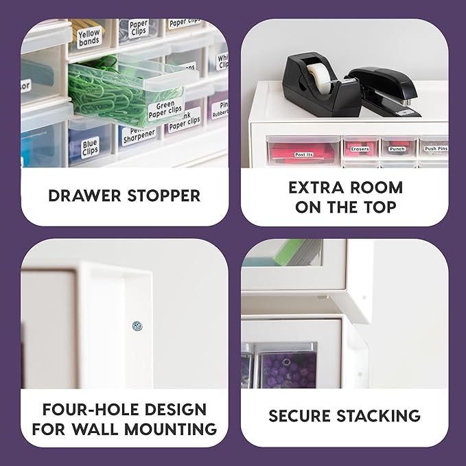 IRIS USA Plastic Drawer Storage Organizer, 26-Drawer Teacher Toolbox Bead Small Parts Organizer Cabinet for Hardware Crafts Nuts Bolts Tools Sticker Home Business Scrapbook Art Hobby Garage - White