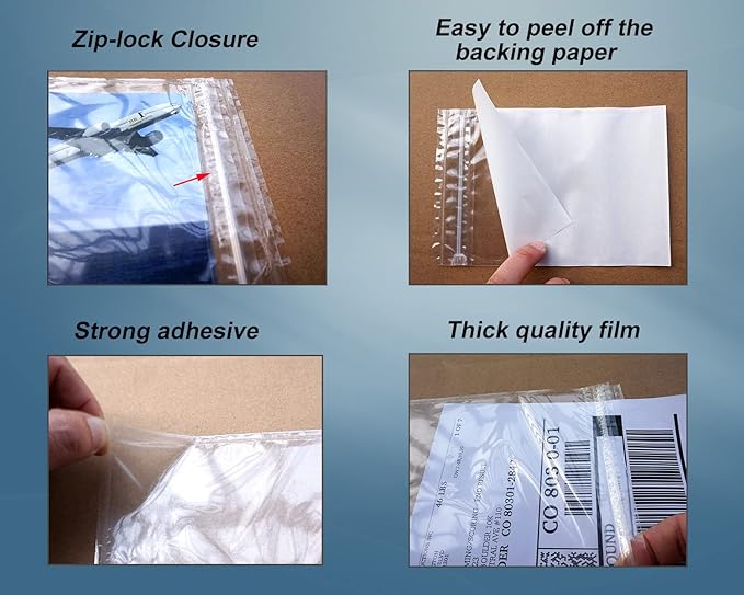 BEUYI Premium 5'' x 7.5'' Resealable Adhesive Shipping Label/documents Pouches (50 Pack)