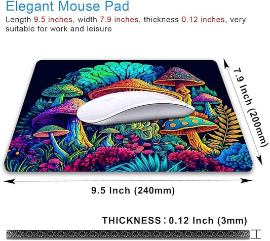IMAYONDIA Psychedelic Mushrooms Mouse Pad, Colorfull Gaming Mouse Pad, Magical Forest Mousepad, Non-Slip Rubber Base Computer Mice Pad for School Home Office, 9.5 x 7.9 Inch, Aesthetic Modern Art