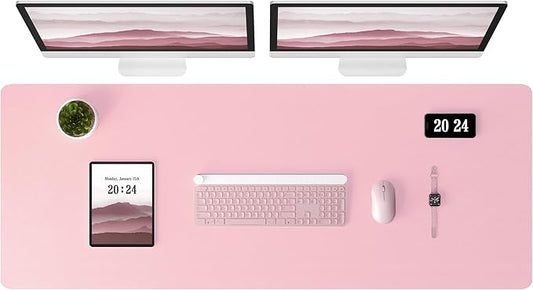 Aothia Large Faux Leather Desk Pad / Mouse Pad — Pink