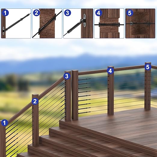 BLIKA 40 Pack Black Stainless Steel Protector Sleeves for 1/8" 5/32" or 3/16" Deck Cable Railing, for Wood/Composite Posts, T316 Marine Grade, Black Cable Railing Protector Sleeves